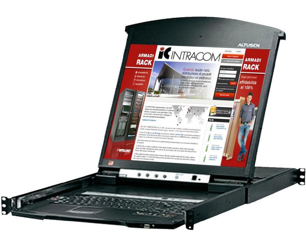 Switch KVM Cat.5E/6 a 8 porte con LCD 19'' Dual Rail, KL1508AN ATEN