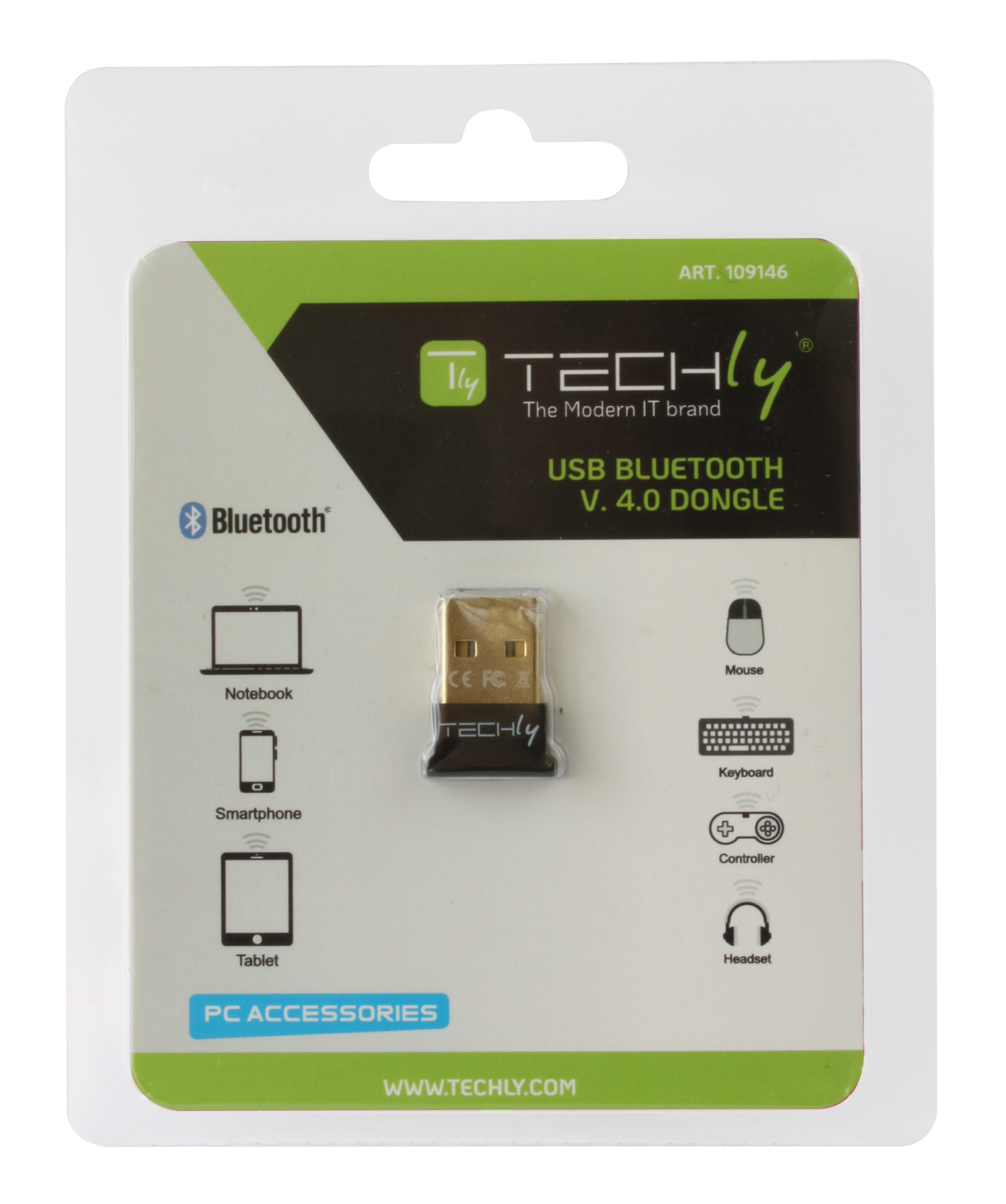 Adattatore USB Bluetooth 4.0 Dongle per PC Class 1 + EDR 3 Mbps TECHLY - immagine 2