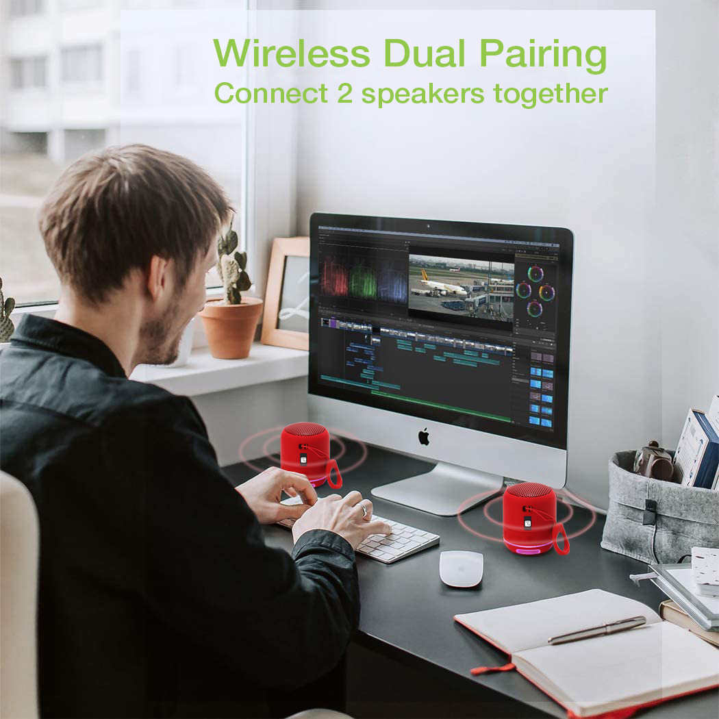 Altoparlante Wireless Speaker Portatile con Vivavoce e Luci LED Rosso TECHLY - immagine 6