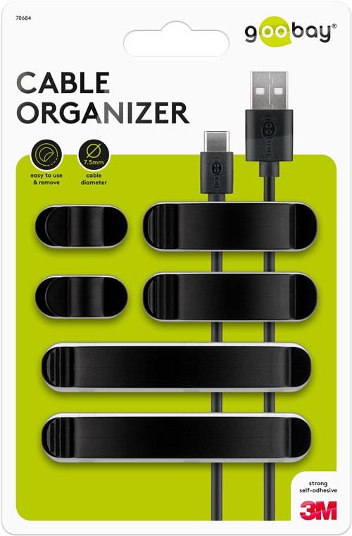 Clip Fermacavo Set da 6 pz Nero GOOBAY - immagine 2