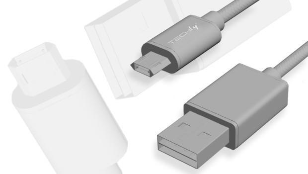 Cavo High Speed USB a MicroUSB Reversibile 1m Nero TECHLY - immagine 3