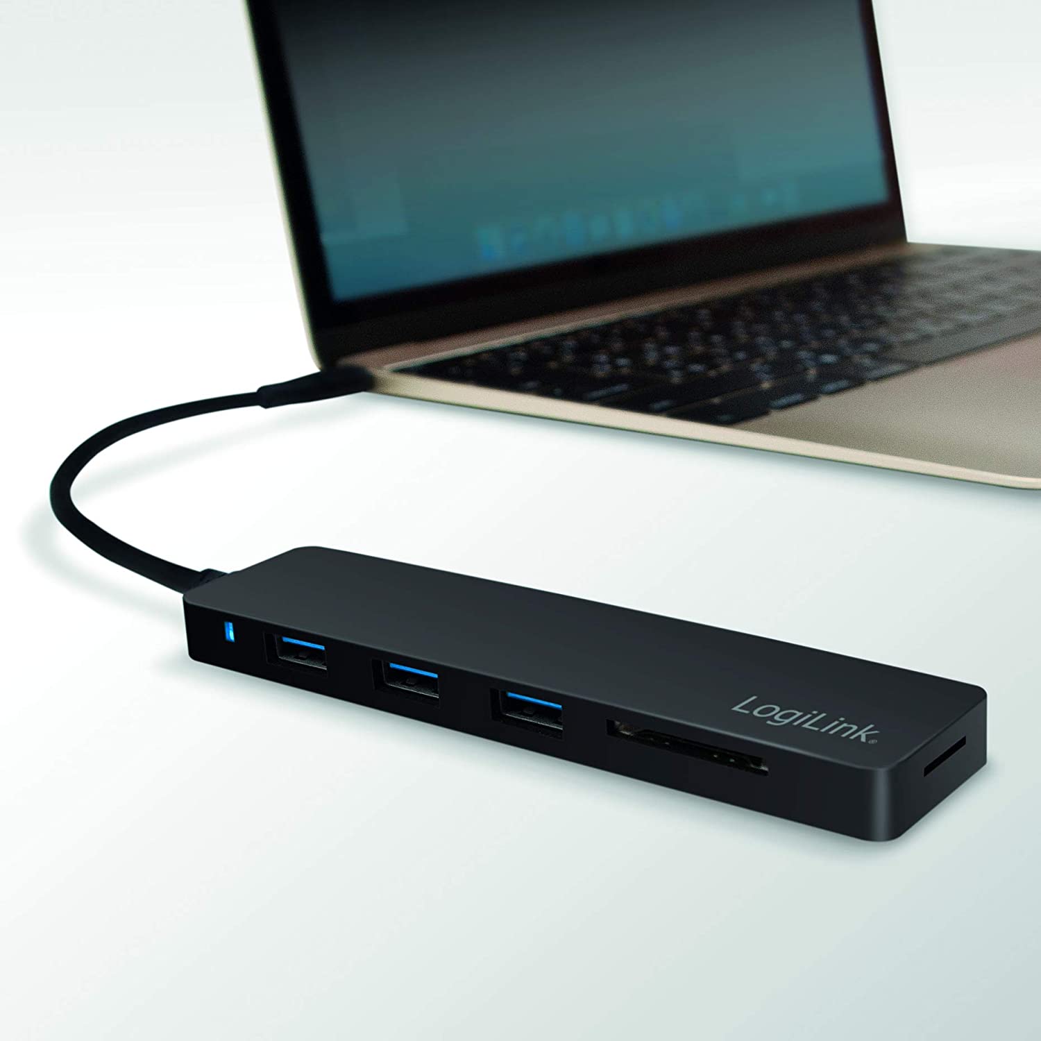 Hub USB-C SuperSpeed 3 Porte USB3.0 A Femmina con Card Reader Nero LOGILINK - immagine 4