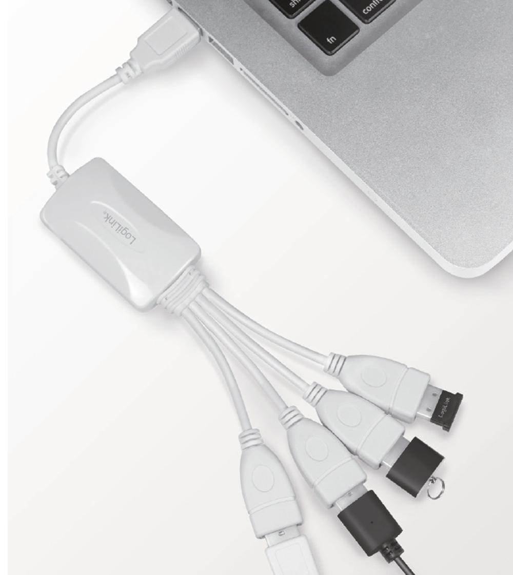 Linq IT-H808 Hub USB 2.0 A 8 Porte Per PC, Colore Nero/Bianco, Alimentazione Esterna Opzionale, Cavo 60 Cm