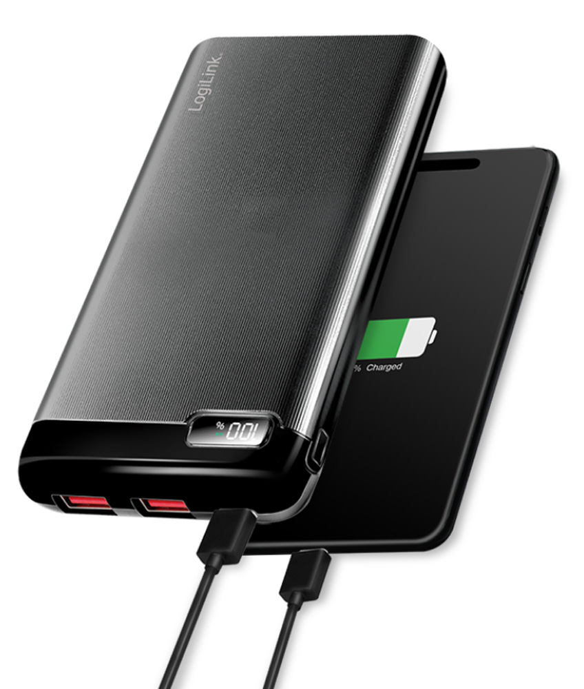 Power Bank 10000 mAh 2x USB-A 1x USB-C™ con Display PD e QC Nero LOGILINK - immagine 5