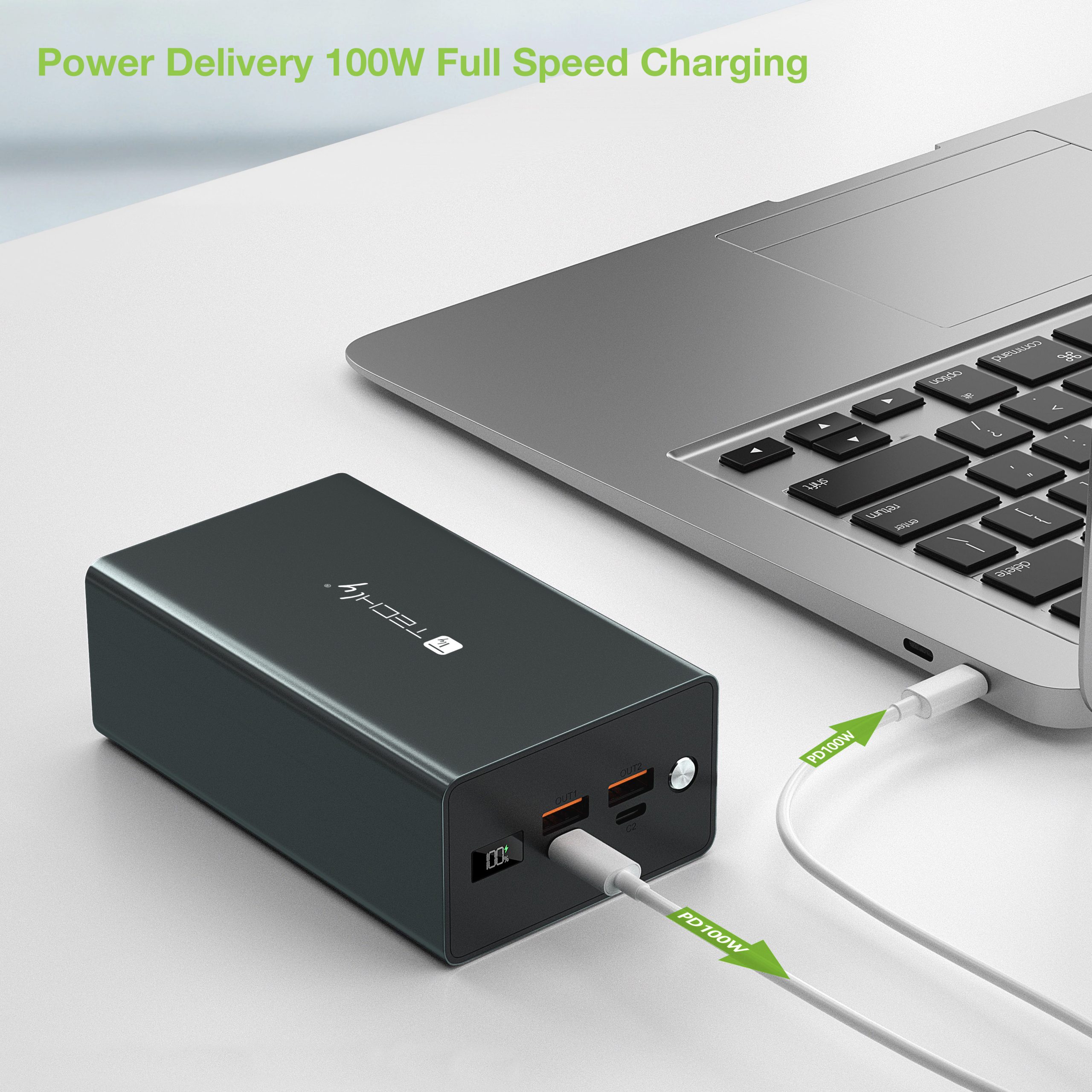 Power Bank Smartphone 40000 mAh 100W USB-C™ 4 Porte Output TECHLY - immagine 3
