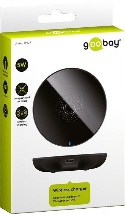 Caricabatterie Wireless Fast Qi Stand 5W Nero GOOBAY - immagine 2