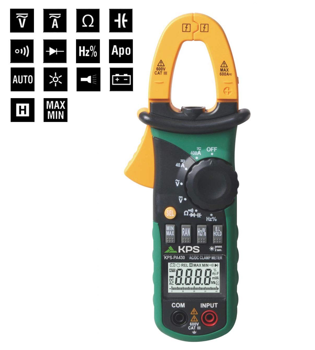 Pinza Amperometrica Professionale AC/DC 400A Tensione AC/DC 600V 4000 Counts, KPS-PA430 KPS - immagine 2