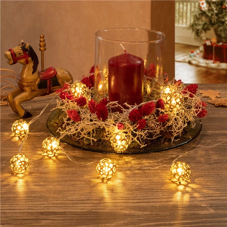 Stringa 10 LED Ornamentali IP20 Bianco Caldo a Batteria con Timer GOOBAY