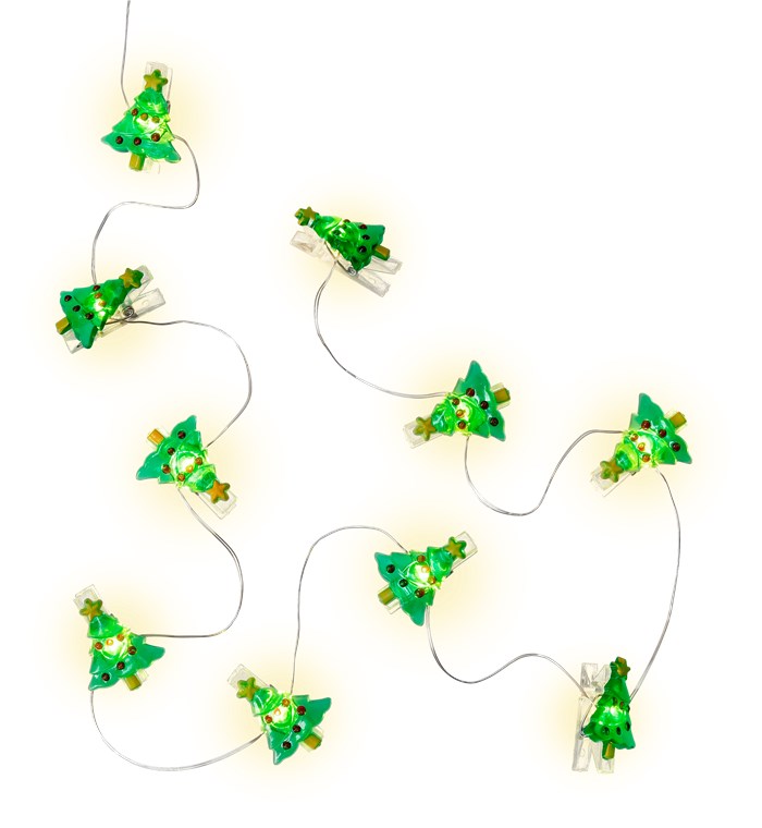 Stringa 10 LED con Clip Albero Natale per Appendere Foto IP20 con Timer GOOBAY