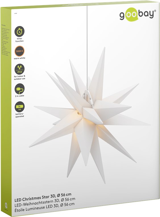 Stella di Natale LED 3D ø 56 cm Funzionamento a Batteria - immagine 2