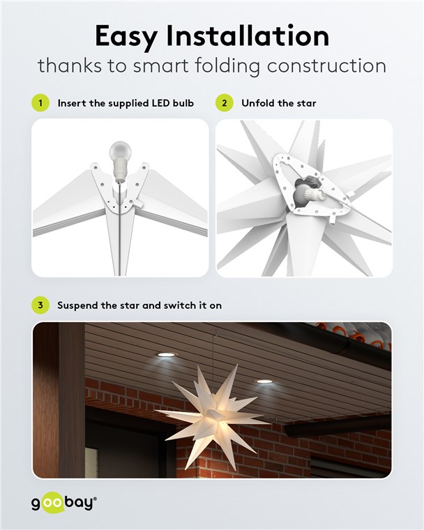 Stella di Natale LED 3D ø 56 cm Funzionamento a Batteria - immagine 8