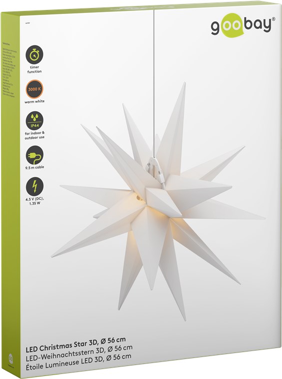 Stella di Natale LED 3D ø 56 cm Trasformatore Esterno 4,5V - immagine 2