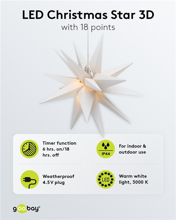 Stella di Natale LED 3D ø 56 cm Trasformatore Esterno 4,5V - immagine 6