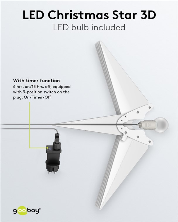 Stella di Natale LED 3D ø 56 cm Trasformatore Esterno 4,5V - immagine 8