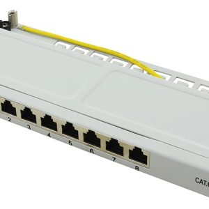 Mini Panello Patch Cat.6A, schermato, 0,5U, 8 Porte, Grigio LOGILINK