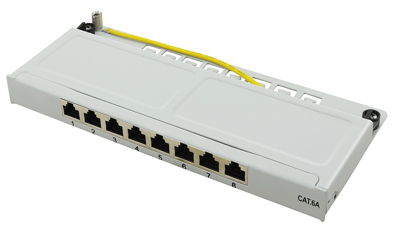 Mini Panello Patch Cat.6A, schermato, 0,5U, 8 Porte, Grigio LOGILINK