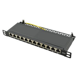 Panello Patch 10'', Cat.6, schermato, 0,5 U, 12 Porte, Nero LOGILINK