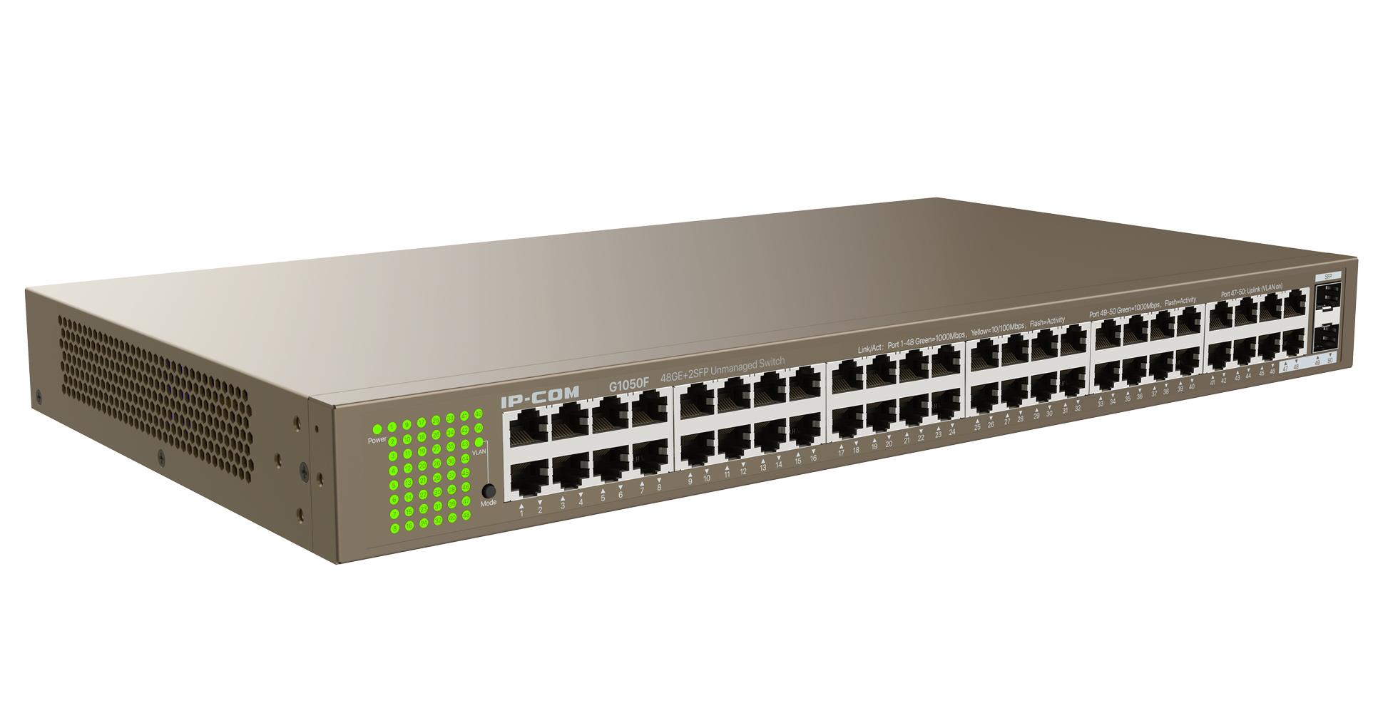 Switch 48 porte Gigabit Ethernet 2000Mbps 2 SFP, G1050F IP-COM - immagine 2