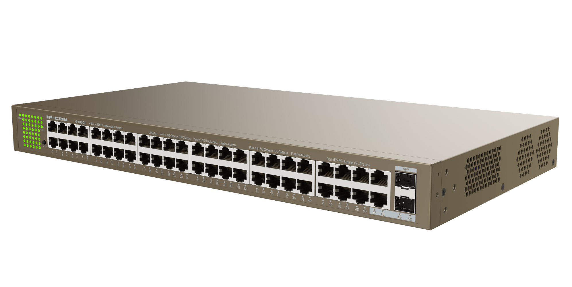 Switch 48 porte Gigabit Ethernet 2000Mbps 2 SFP, G1050F IP-COM