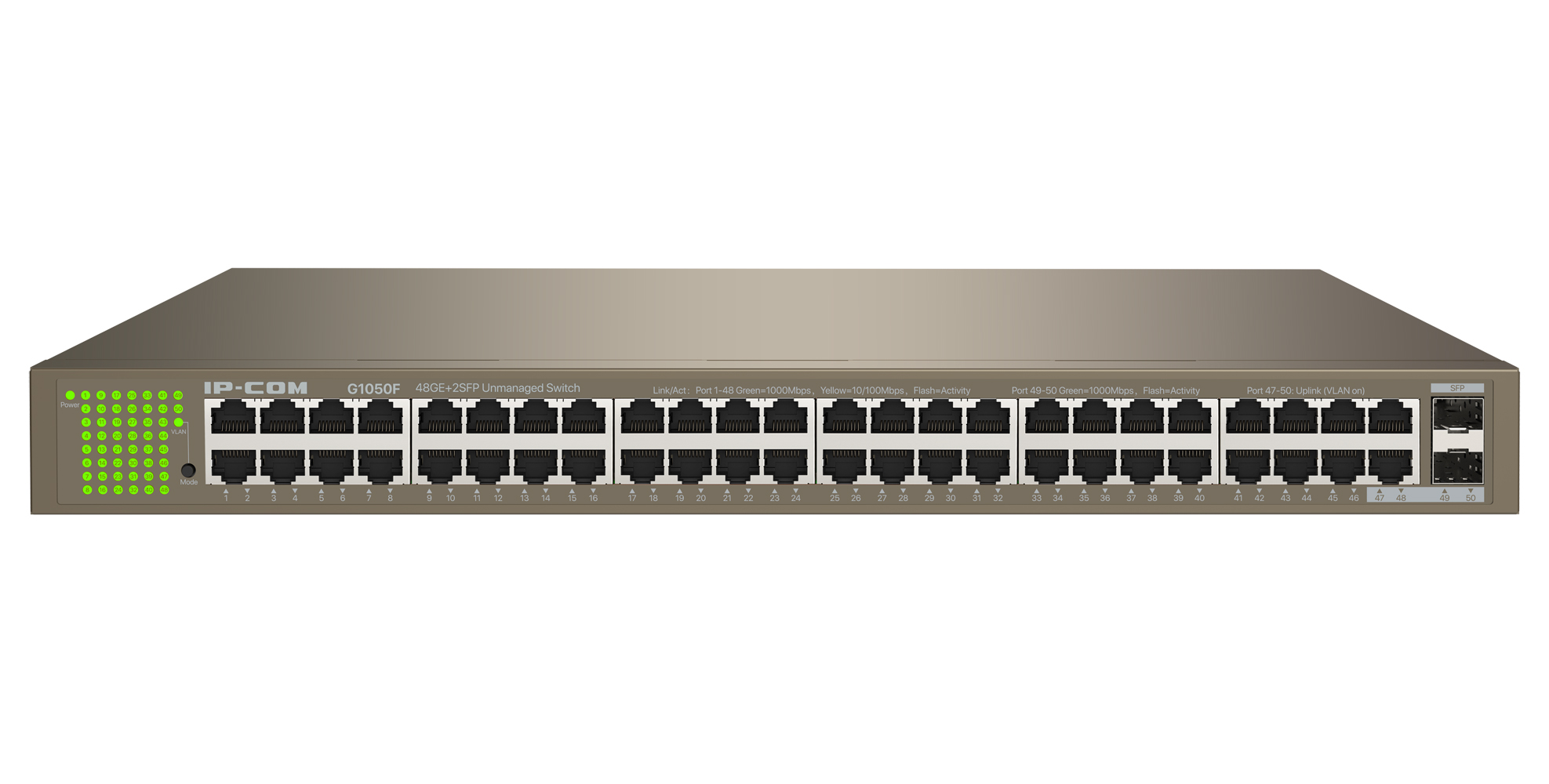 Switch 48 porte Gigabit Ethernet 2000Mbps 2 SFP, G1050F IP-COM - immagine 3