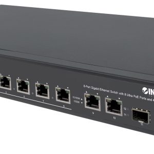 Gigabit Ethernet Switch 8 porte Ultra PoE con 4 porte Uplink e schermo LCD INTELLINET