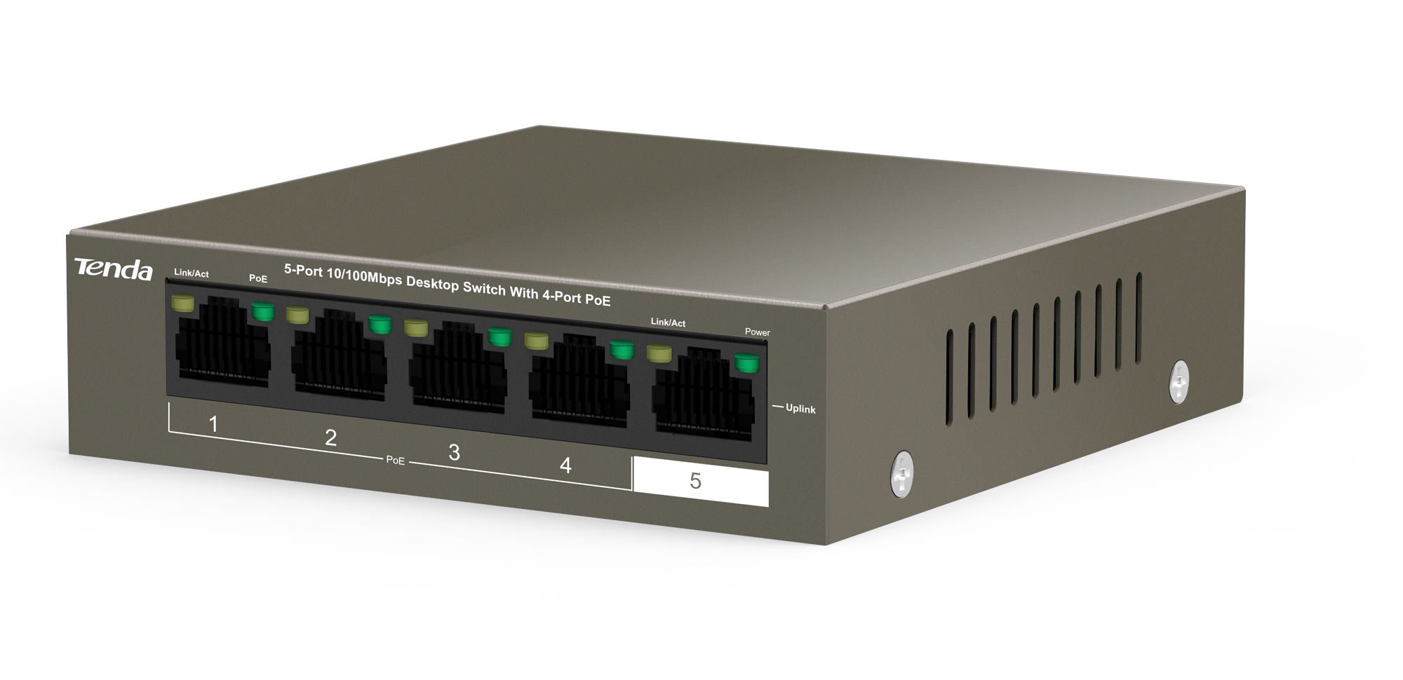 Switch Desktop 5 Porte 10/100 con 4 Porte PoE 35W TEF1105P-4-38W TENDA