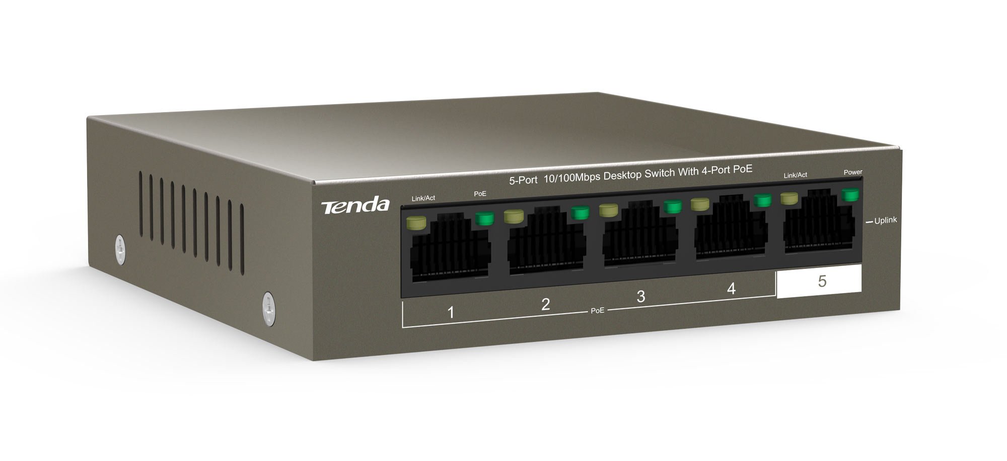 Switch Desktop 5 Porte 10/100 con 4 Porte PoE 35W TEF1105P-4-38W TENDA - immagine 4