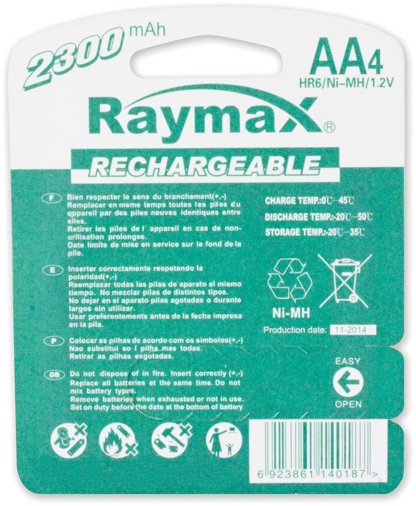 "Kit 4 Batterie AA Ricaricabili ad Alta Capacità" RAYMAX BATTERIES - immagine 2