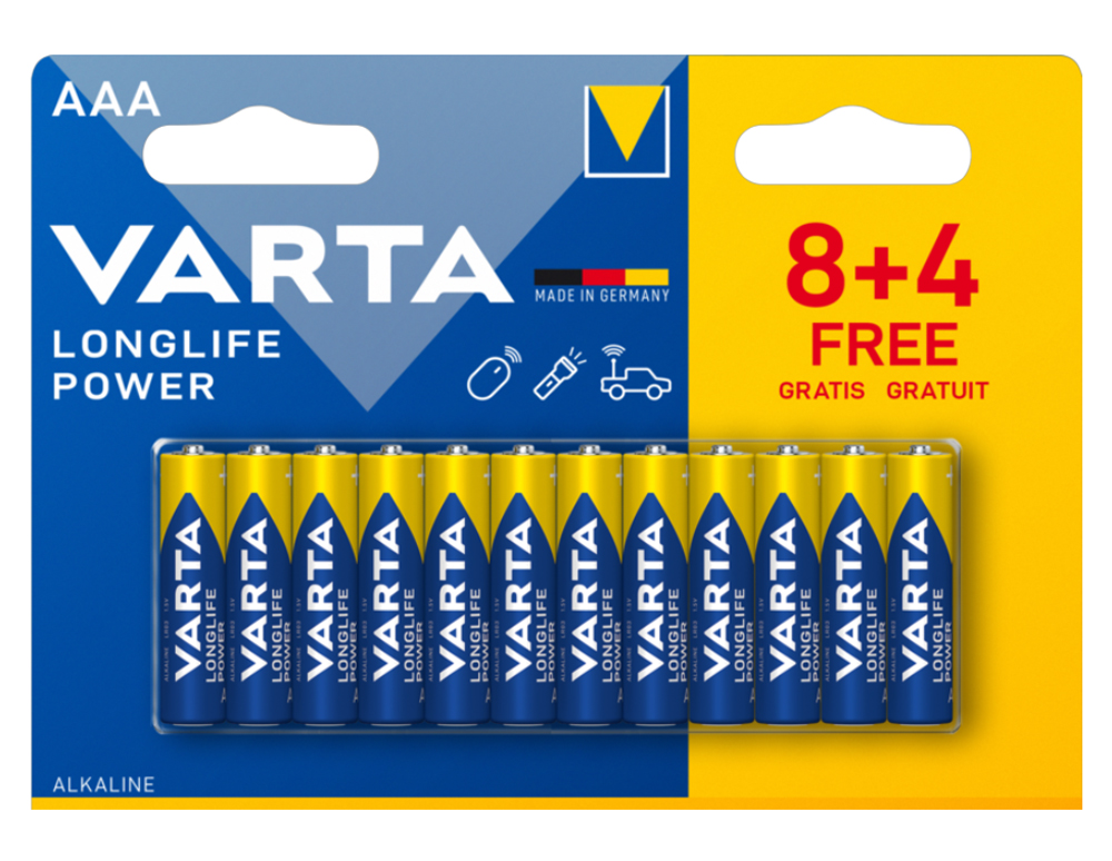 Confezione 12 Batterie Varta Longlife Power Ministilo AAA VARTA