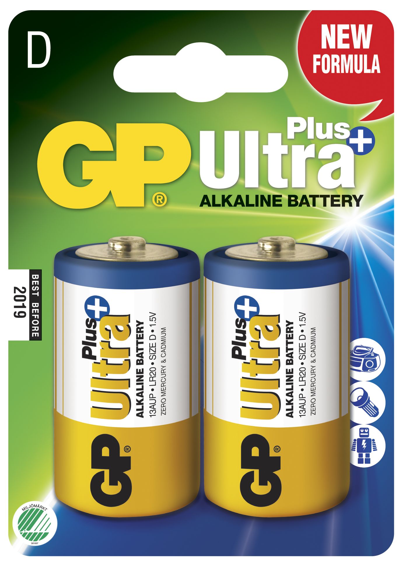 Blister 2 Batterie Torcia D GP Ultra Plus GP BATTERIES
