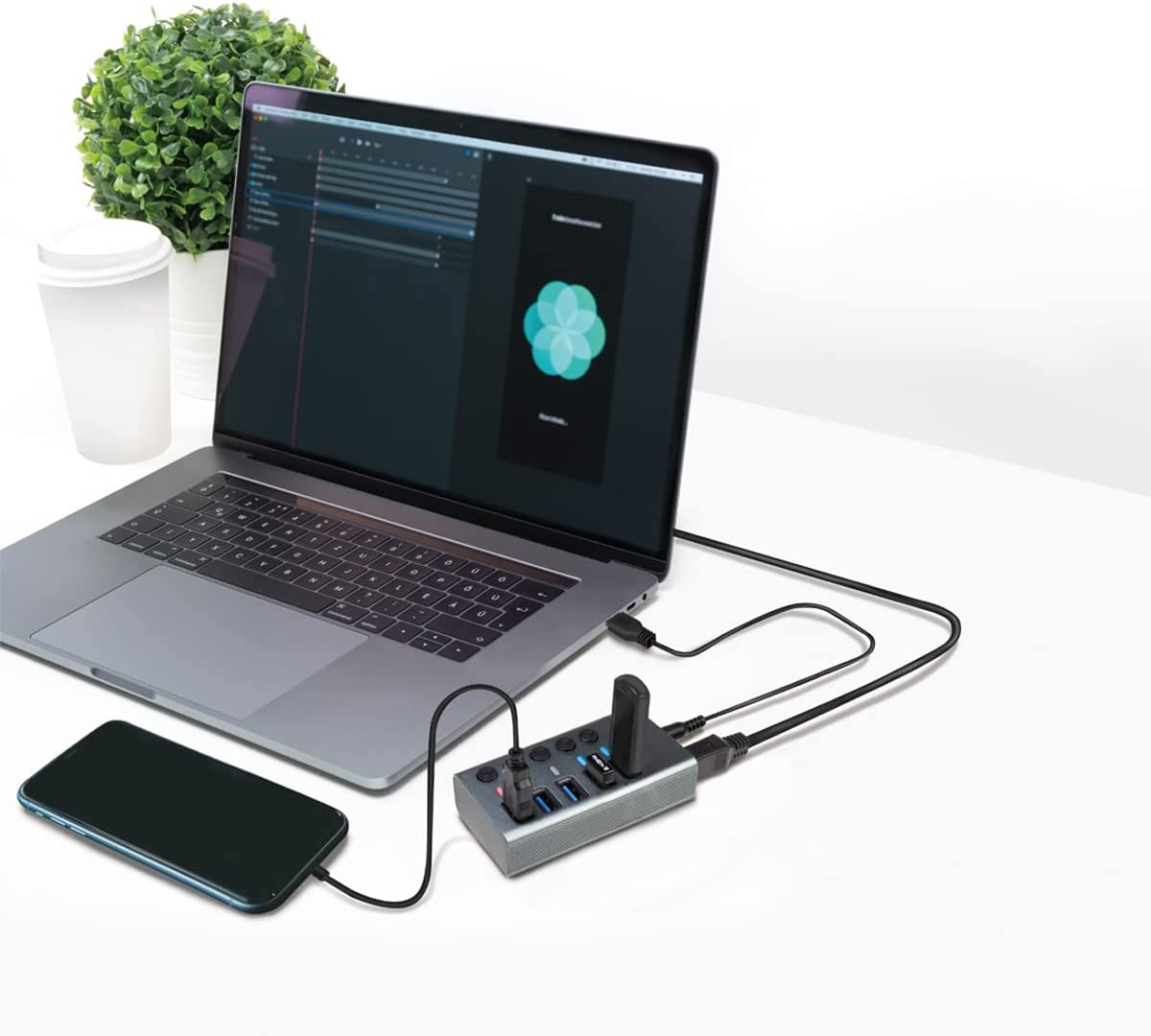 Hub USB3.2 Gen1 4 Porte + 1 Porta di Ricarica Rapida Interruttore On/Off LOGILINK - immagine 2
