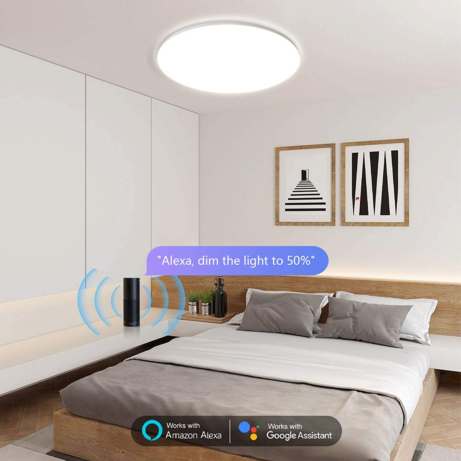Plafoniera LED Intelligente WiFi Dimmerabile Soffitto Alexa, R5111 WOOX - immagine 4