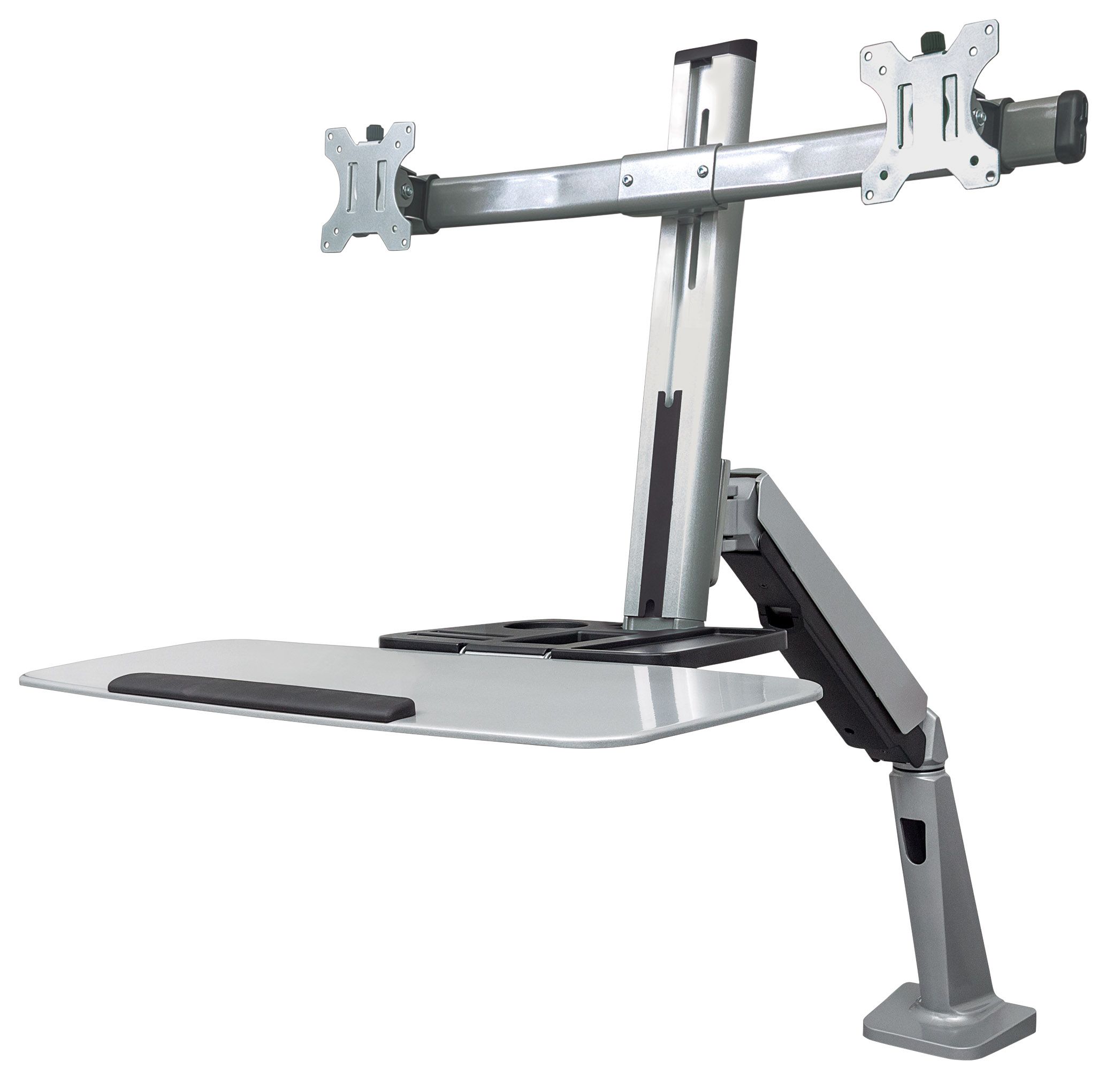 Supporto Scrivania Doppio Monitor 13''-27'' Molla a Gas Ripiano Tastiera MANHATTAN - immagine 4