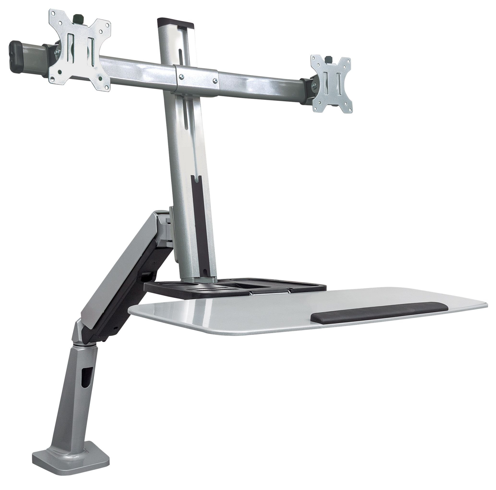 Supporto Scrivania Doppio Monitor 13''-27'' Molla a Gas Ripiano Tastiera MANHATTAN - immagine 2