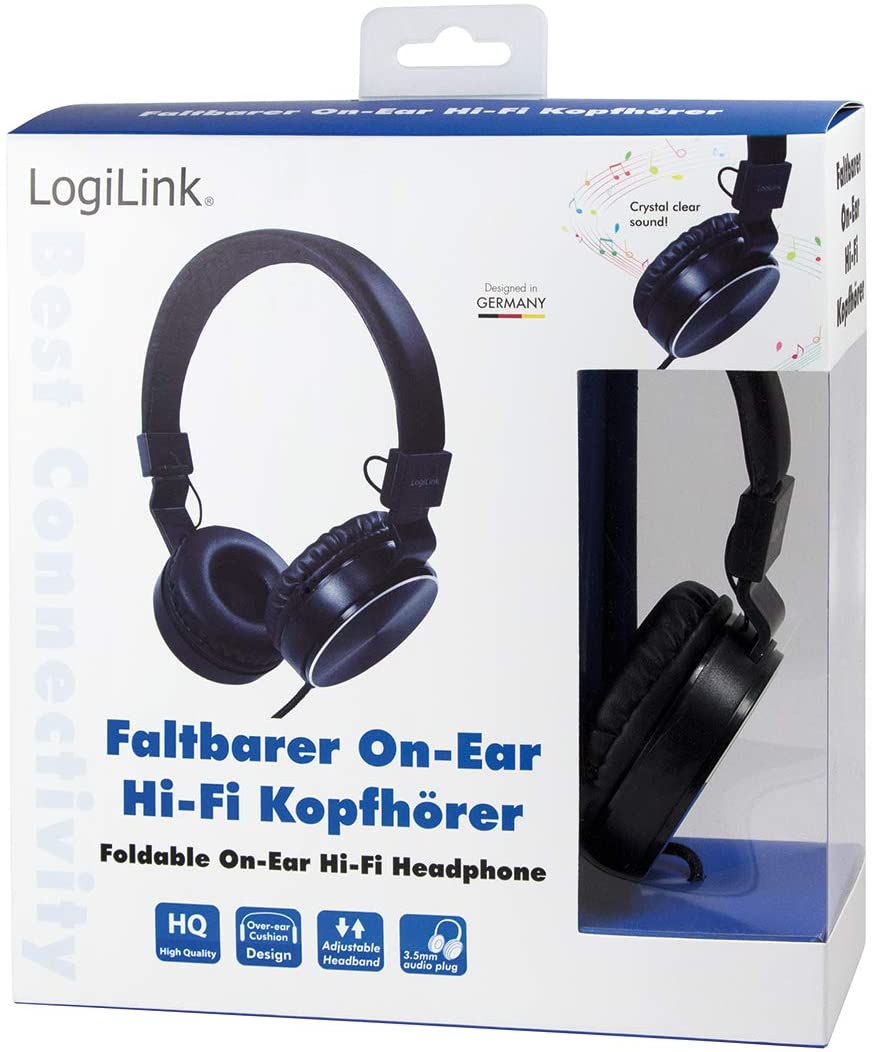 Cuffie Stereo Eleganti e Pieghevoli Alta Qualità e Comfort Elevato Nero LOGILINK - immagine 2