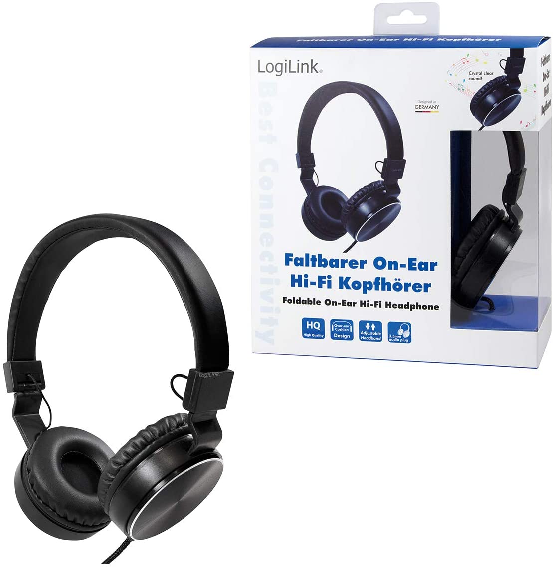 Cuffie Stereo Eleganti e Pieghevoli Alta Qualità e Comfort Elevato Nero LOGILINK - immagine 6