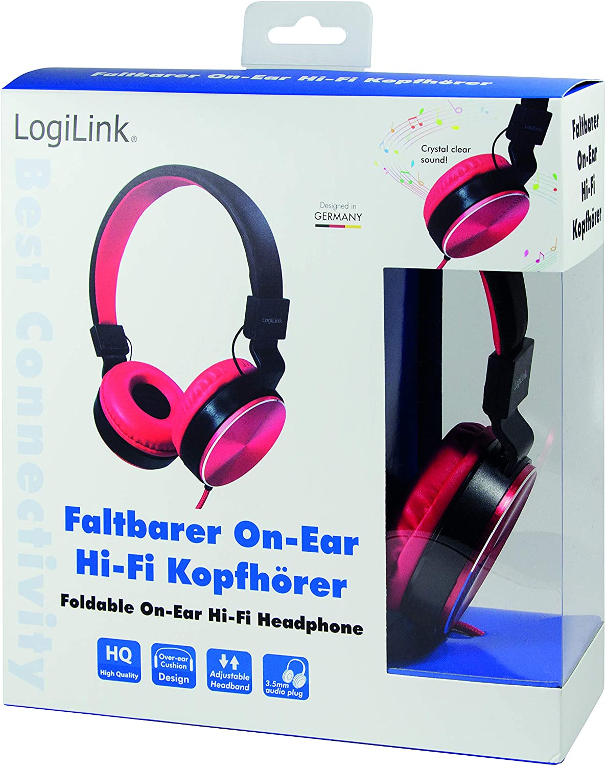 Cuffie Stereo Eleganti e Pieghevoli Alta Qualità e Comfort Elevato Rosso LOGILINK - immagine 2