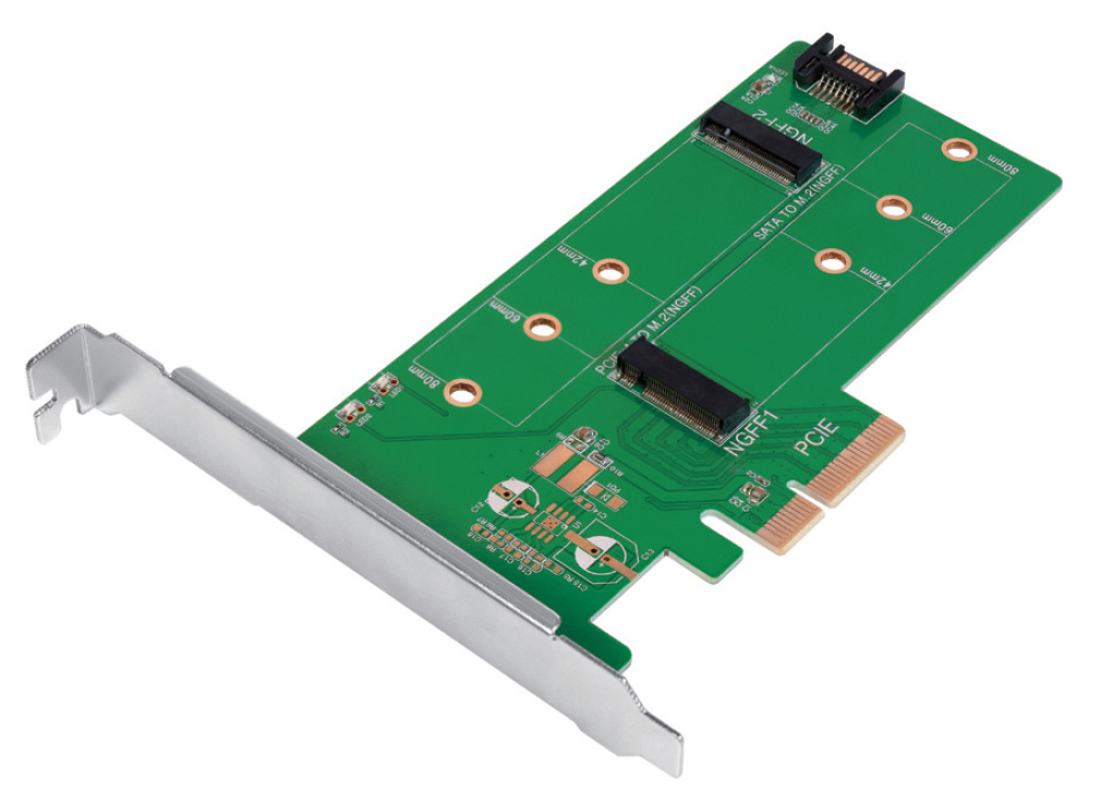 Doppio Adattatore PCIe M.2 per SSD SATA e PCIe SATA LOGILINK