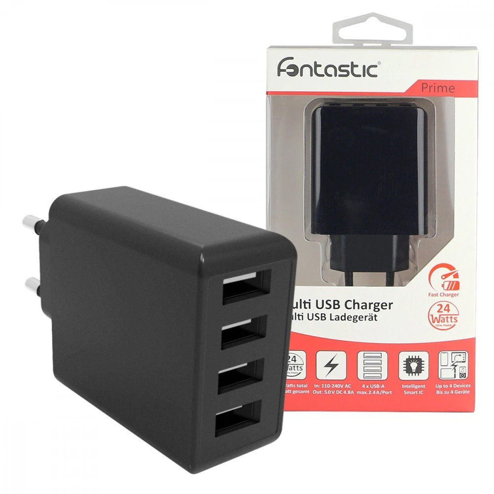 Caricatore da Muro a 4 porte con USB tipo A 24W FONTASTIC - immagine 2