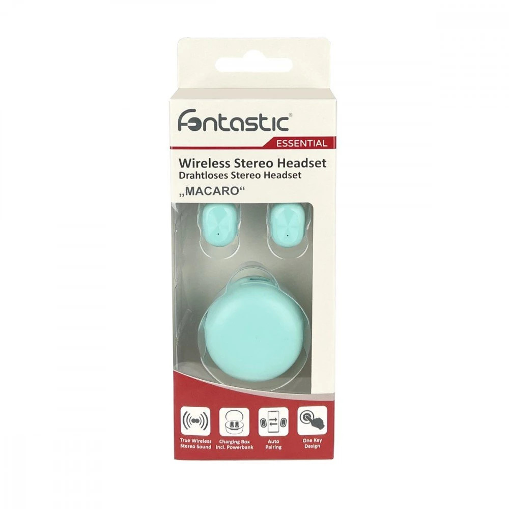Auricolari Wireless Bluetooth con Custodia di Ricarica Verde Acqua FONTASTIC - immagine 3