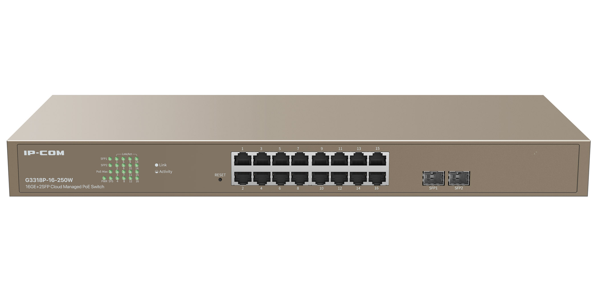Switch PoE Cloud Managed 16GE+2SFP, G3318P-16-250W IP-COM - immagine 3
