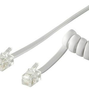 Cavo telefonico spiralato 4 mt RJ10 4P4C Bianco INTELLINET