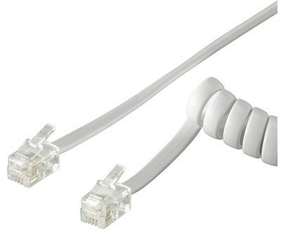 Cavo telefonico spiralato 4 mt RJ10 4P4C Bianco INTELLINET