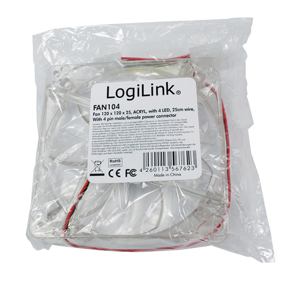 Ventola PC 120x120x25 12V con LED Blu 1800RPM e Cavo Alimentazione a Y LOGILINK - immagine 2