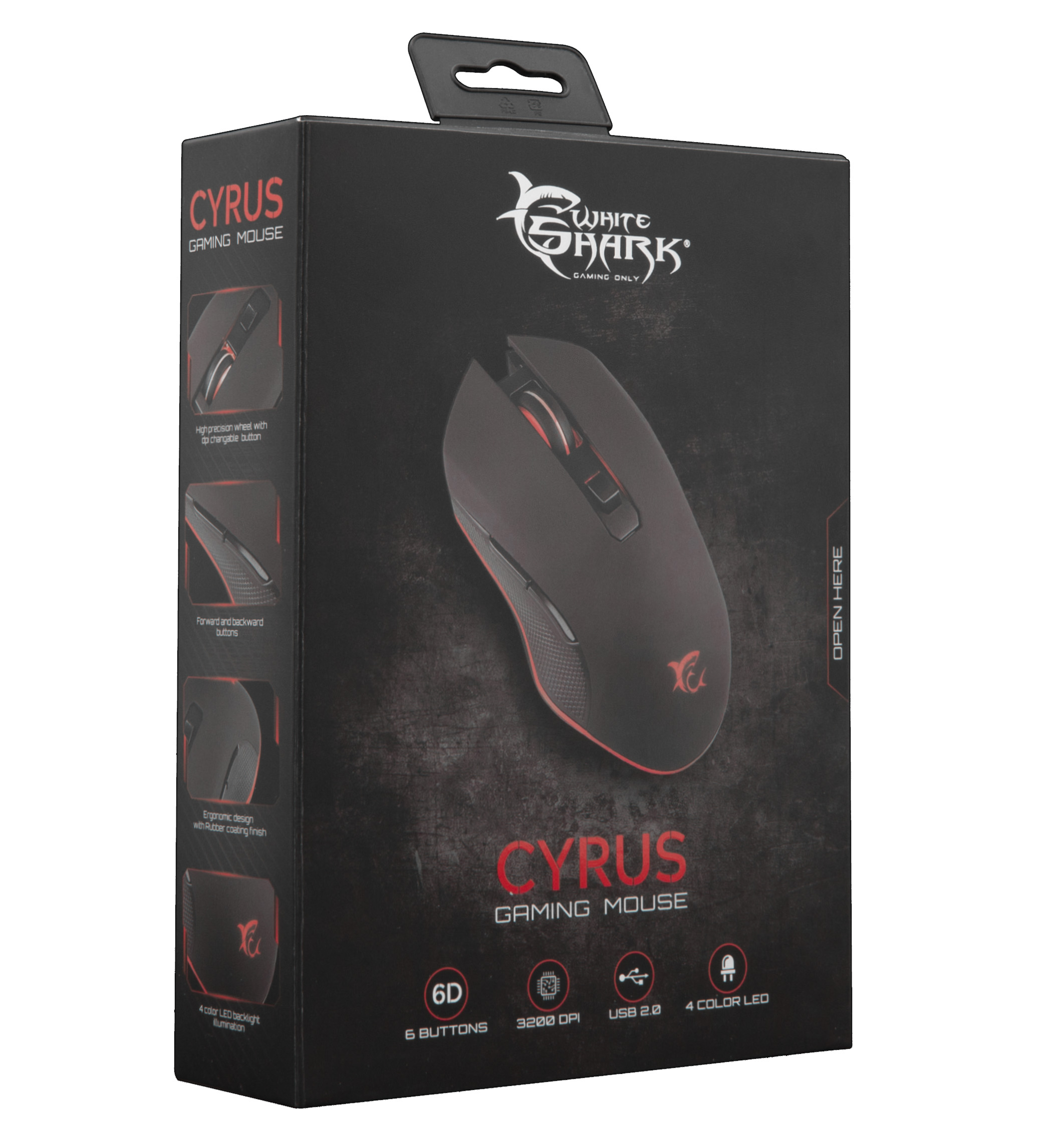 Mouse Gaming USB 3200dpi 6 Tasti Nero Cyrus GM-3001 WHITE SHARK - immagine 2
