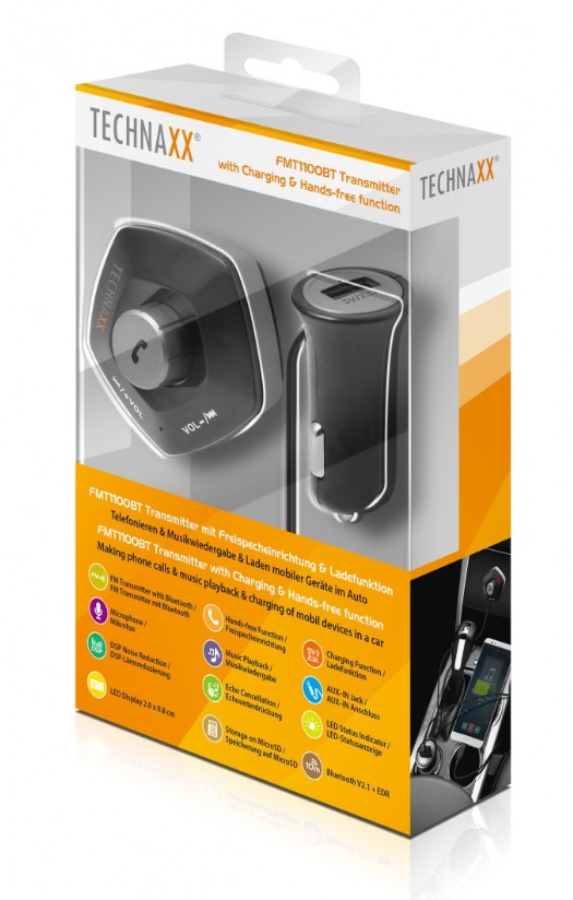 Sistema Vivavoce Bluetooth da Auto per Smartphone e Ricarica USB, 4676 TECHNAXX - immagine 2