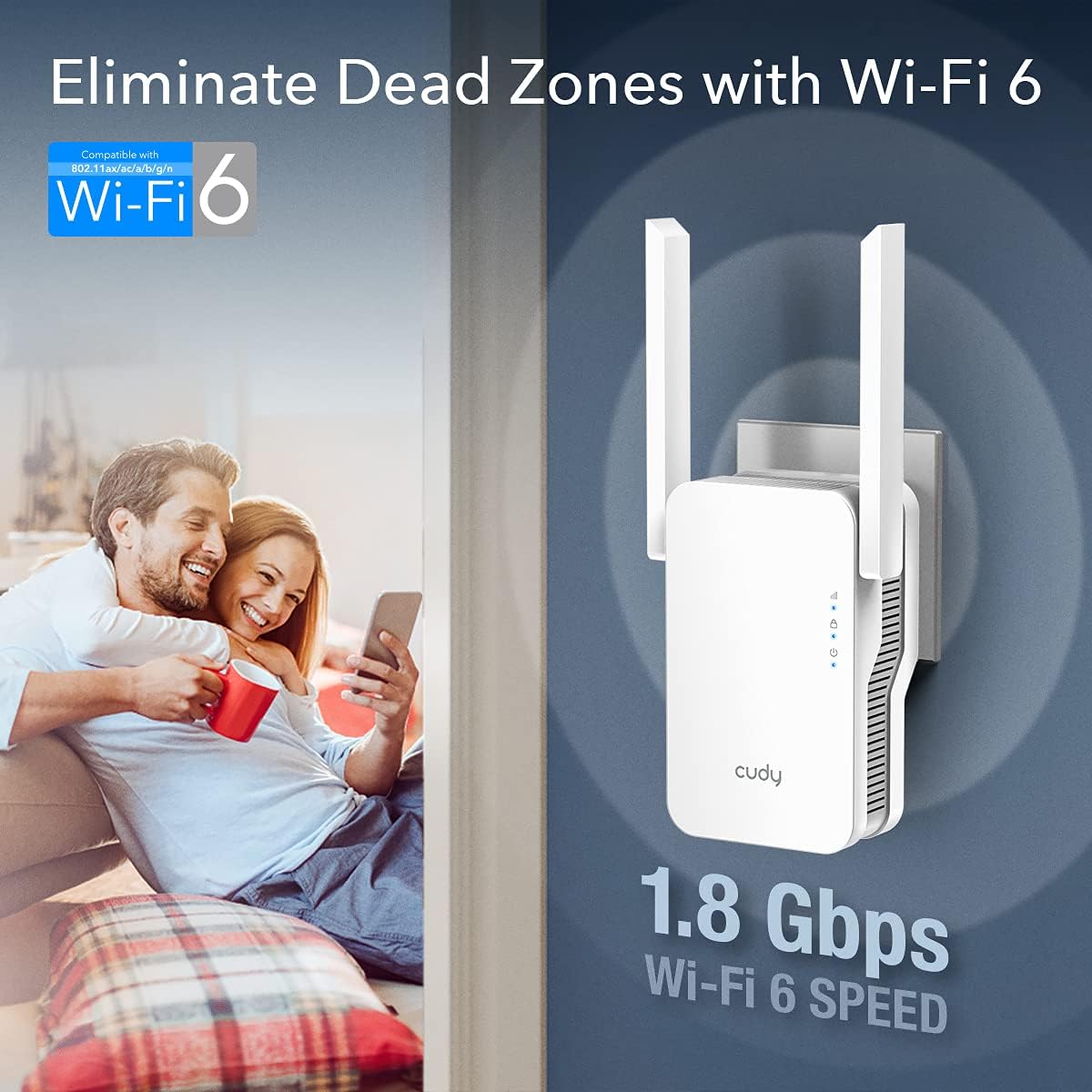 Extender WiFi Dual Band Booster Wireless AX1800, RE1800 CUDY - immagine 5