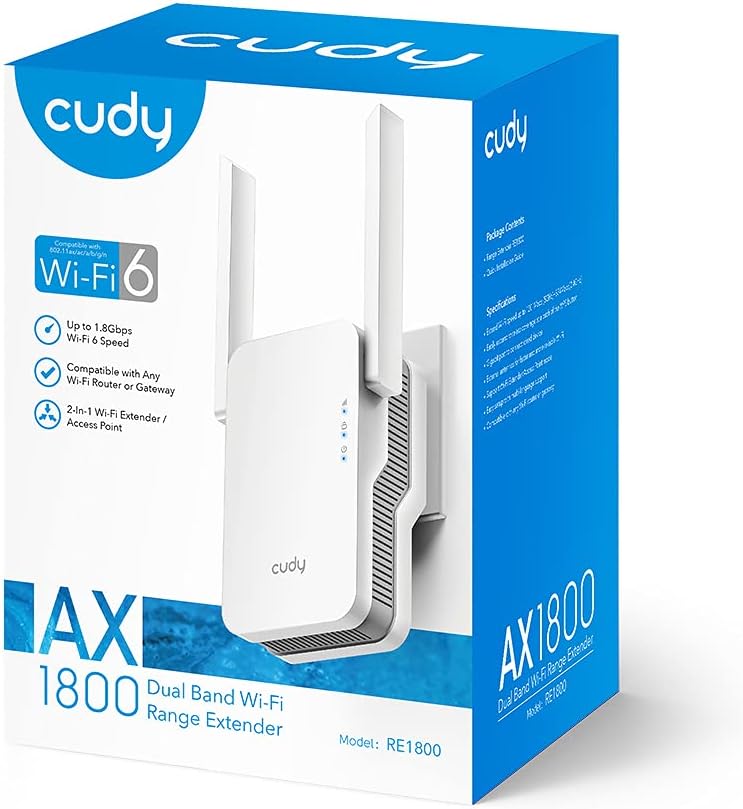 Extender WiFi Dual Band Booster Wireless AX1800, RE1800 CUDY - immagine 2