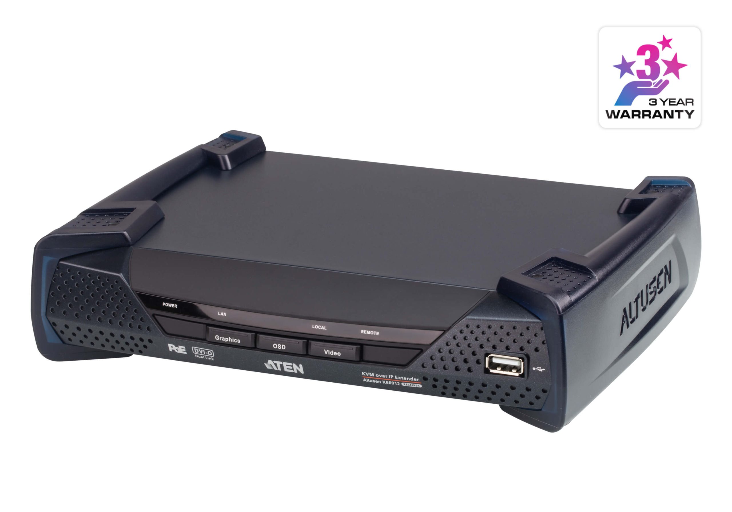 Ricevitore KVM over IP 2K DVI-D Dual Link con PoE, KE6912R ATEN