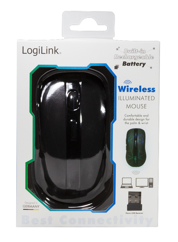 Mouse Ottico Wireless 2.4GHz 1600dpi Retroilluminato LOGILINK - immagine 2